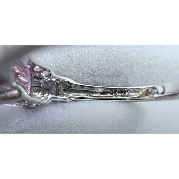 1.50 CT PRINCESS CUT PINK AND WHITE TOPAZ RING 925 SIZE 7 (591) - Picture 3 of 6